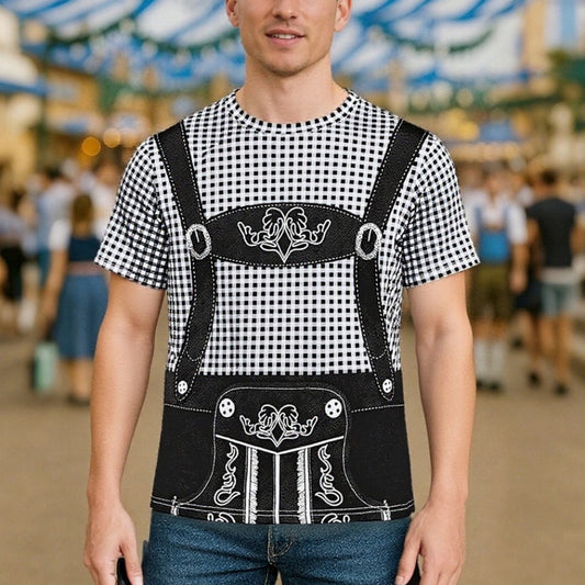 Bavarian Beer Belly Lederhosen Print Tee