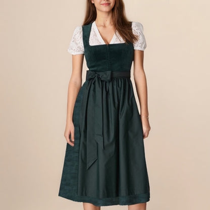 Dunkelgrünes Dirndlkleid für Damen im Oktoberfeststil
