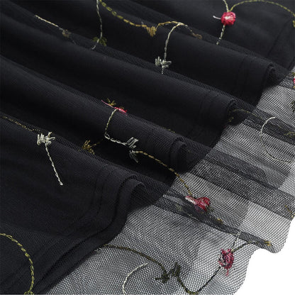 Embroidered Tie Strap Midi Dress