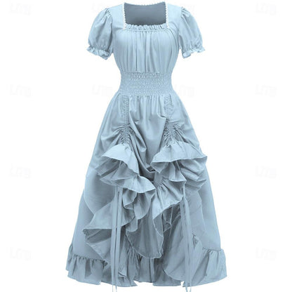 Ruffled Retro Style Women's Medieval Renaissance Dress