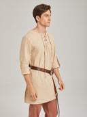 Men's Beige Lace-Up Medieval Tunic Costume Set
