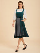 Oktoberfest Teal Green Dirndl Dress with Satin Apron