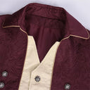 Ensemble de costume 4 pièces pour homme avec queue-de-pie victorienne à fleurs bordeaux, style gentleman