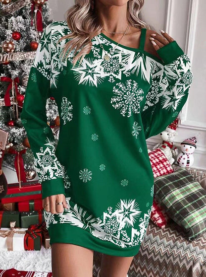 Christmas Snowflake Off-the-Shoulder Dress