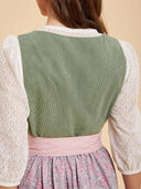 Sage Green & Dusty Rose Dirndl Dress with Paisley Skirt