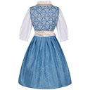 Oktoberfest Costume Blue Dirndl Dress with Blouse and Lace Apron - Retrorobe
