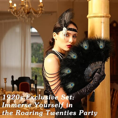 1920s Black Peacock Fan