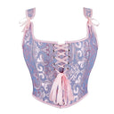 Retro Jacquard Lace-up Corset U-back Vest - Retrorobe