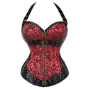 Women's Red & Black Steampunk Corset 4-Piece Costume Set
