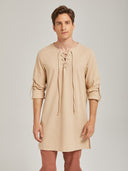 Men's Beige Medieval Peasant Tunic Costume Set