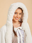 Women's Ivory Medieval Queen Gown & Fur-Trimmed Cloak Costume Set