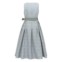 Women’s Oktoberfest Ice blue Midi Dirndl Dress with Taupe Apron