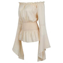 Ensemble de voyageuse médiévale avec chemisier, jupe longue et ceinture corset