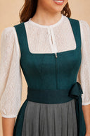 Premium Teal Green Oktoberfest Dirndl & White Lace Blouse Set