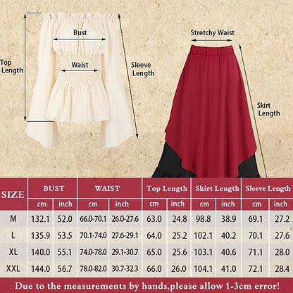 Medieval Traveler Set with Blouse Maxi Skirt Corset Belt