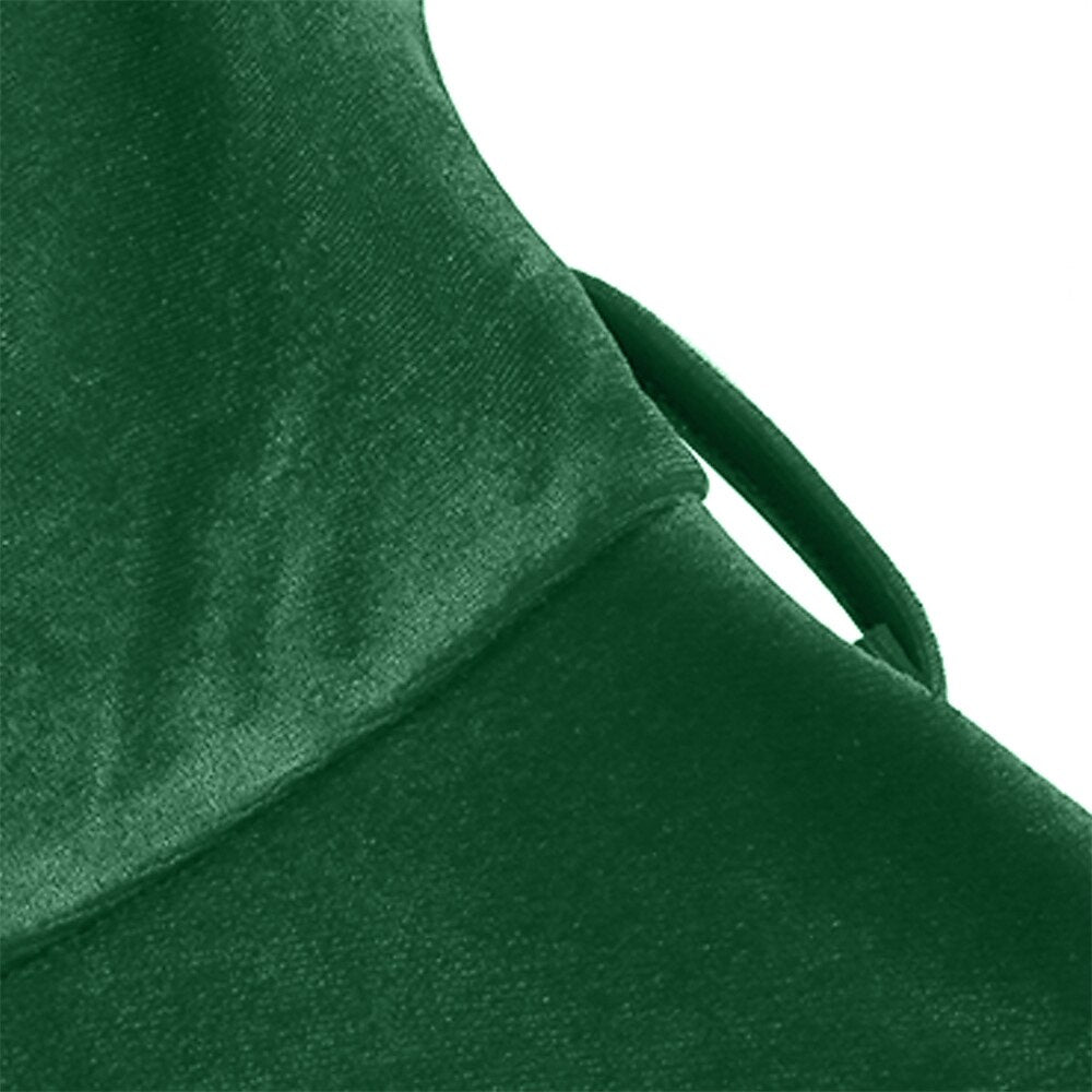 Women's 1950s Velvet V-Neck Long Sleeve Swing Dress