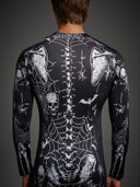 Leotard da uomo gotico con scheletro e ragnatele