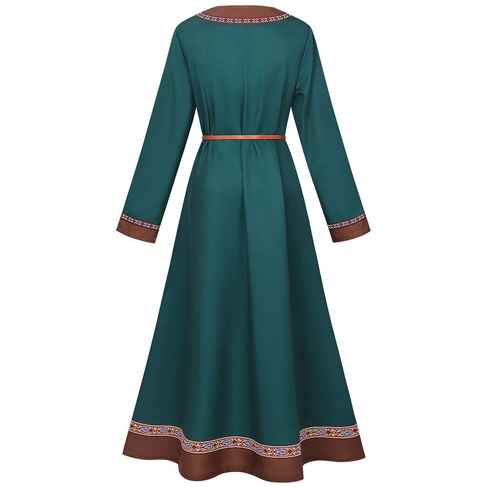Medieval Vikings Floor Length Dress with Belt