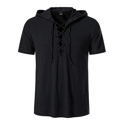 Retro Viking Style Short Sleeve Hooded Shirts