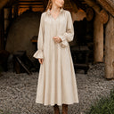 Cream Linen Cotton Renaissance Peasant Dress
