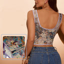 Rococo Floral Lace-up Corset U-back Bustier - Retrorobe