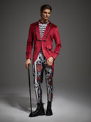 Men's Gothic Skeleton Bodysuit 2-Piece Halloween Costume Set