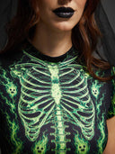 Women's Neon Skeleton Bride 3-Piece Halloween Costume Set