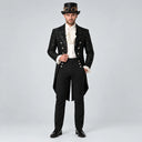 Set costume steampunk da uomo con marsina nera e oro, 4 pezzi