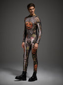 Men's Pumpkin Skeleton Tailcoat 2-Piece Halloween Costume Set
