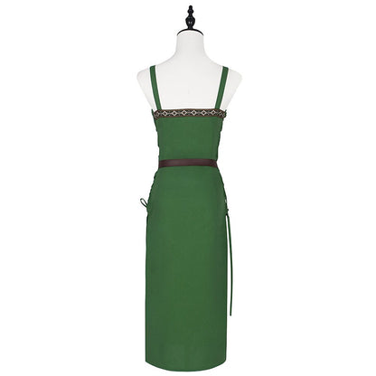 Medieval Viking Spaghetti Strap Dress with Belt