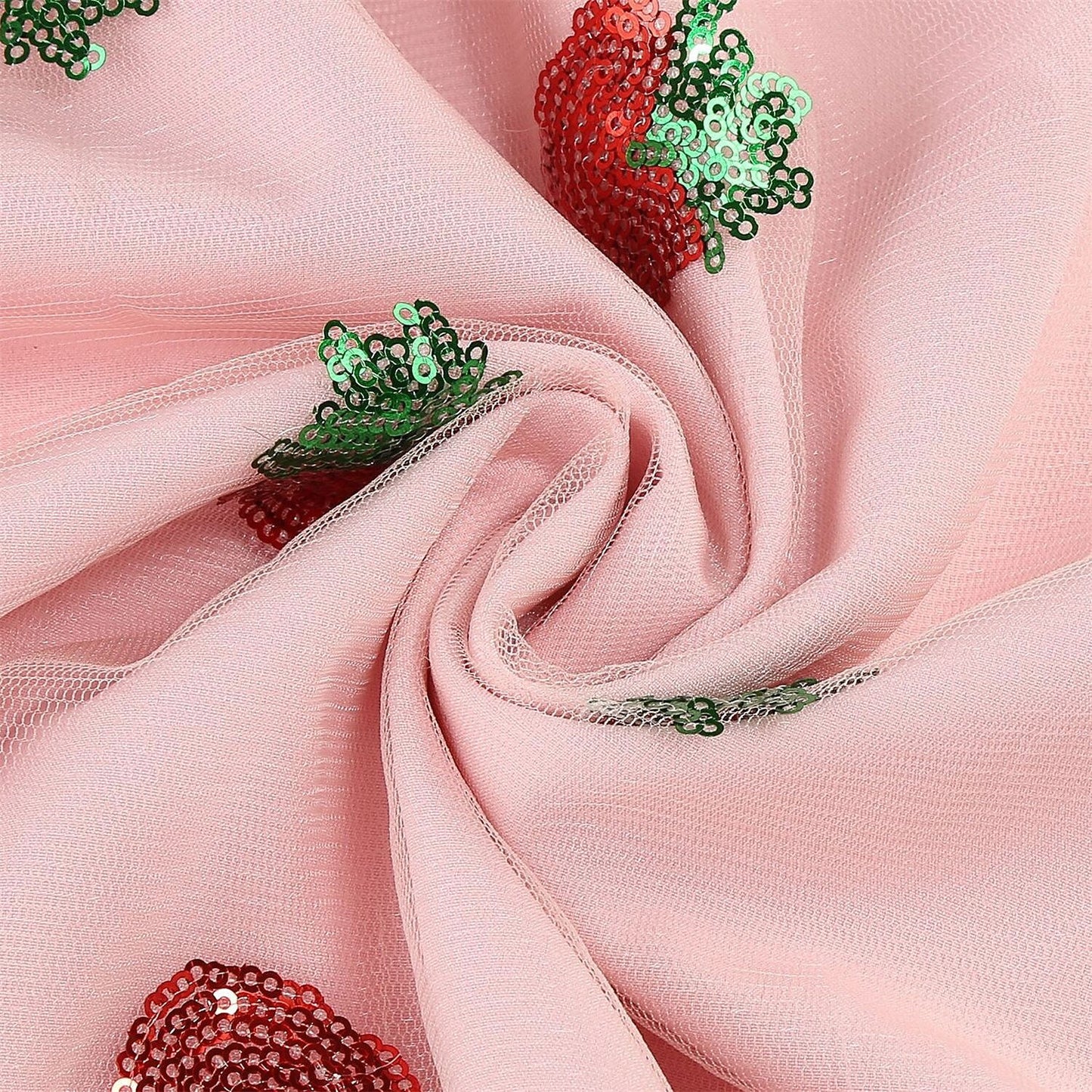 Strawberry Embroidered Mesh Midi Dress