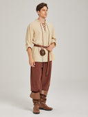 Men's Beige & Brown Pirate Costume Set