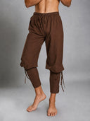 Men's Beige Medieval Tunic & Rust Brown Pants Costume Set