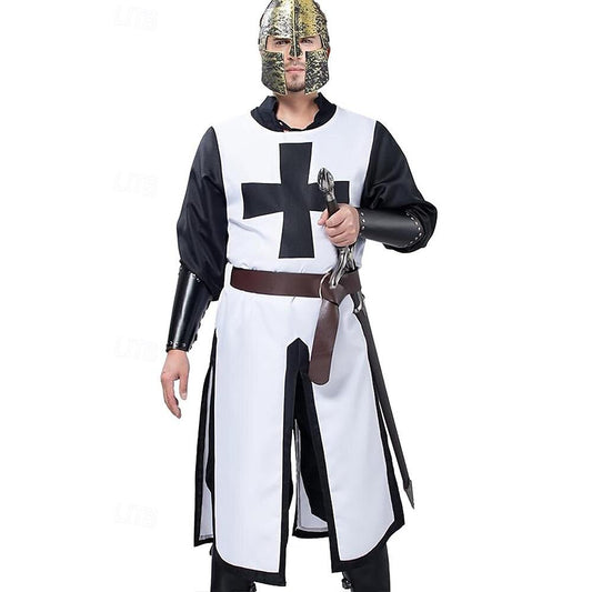 Men's Crusader Style Outfit Set: Shirt, Waist Belt, Helmet