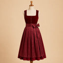 Premium Burgundy Jacquard Oktoberfest Dirndl & White Lace Blouse Set
