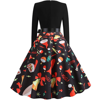 Christmas Print Fit & Flare A-Line Dress