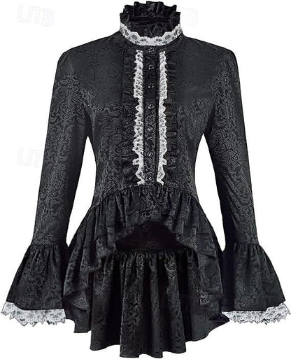 Rococo Victorian Style Goth Design Lace Ruffle  Blouse