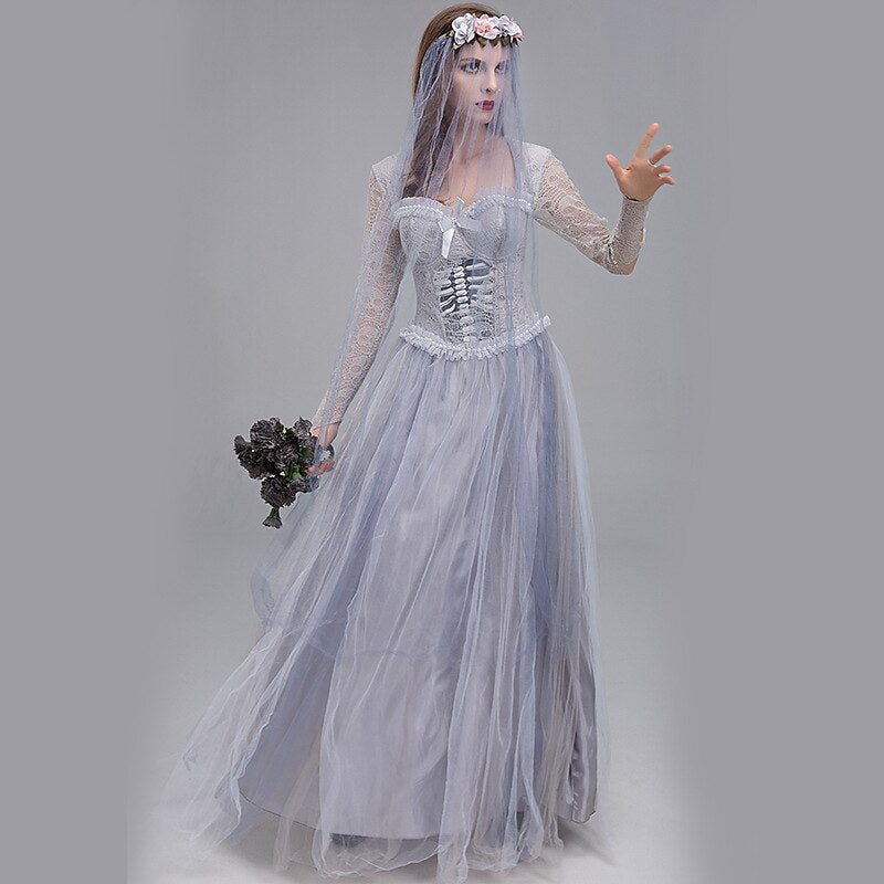 Ghost Bride Skeleton Lace Tulle Dress