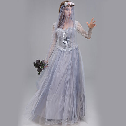 Ghost Bride Skeleton Lace Tulle Dress