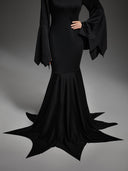 Women's Gothic Bat Sleeve Witch 3-Piece Halloween Costume Set