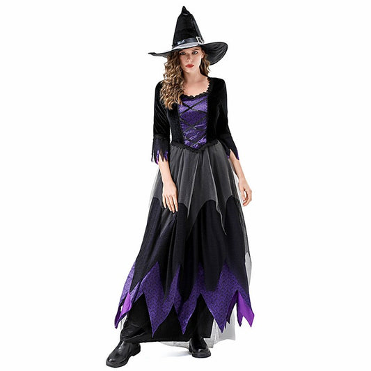 Gothic Witch Outfit Gown with Witch Hat