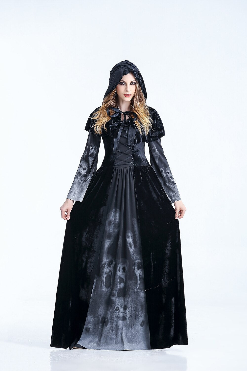 Gothic Witch Outfit with Hooded Cloak