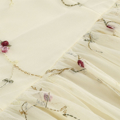 Embroidered Tie Strap Midi Dress