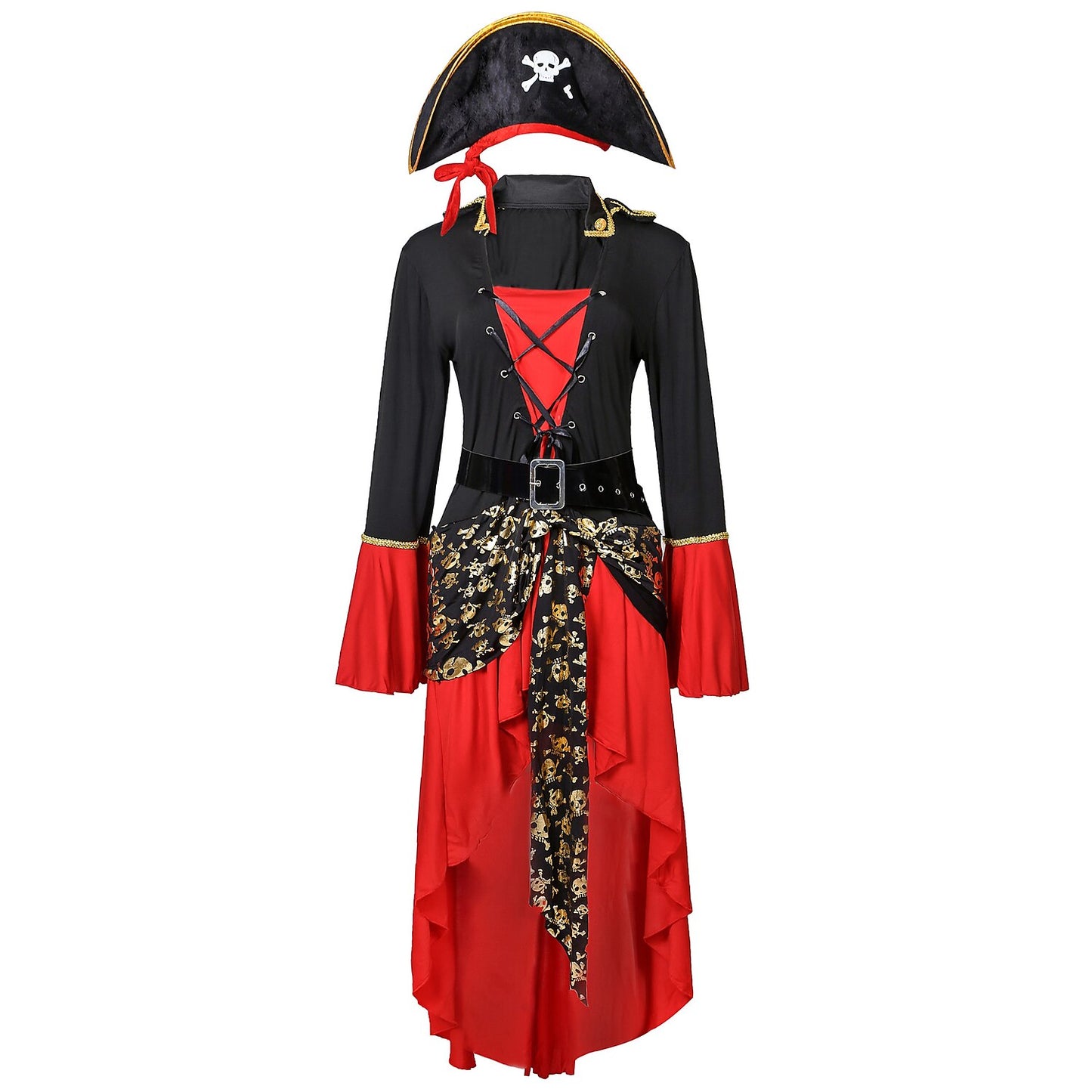 Gothic Piratenkapitän Outfit mit Hut und Gürtel