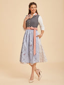 Oktoberfest Grey Dirndl Dress with Deer Print Apron
