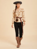 Women's Beige Off-Shoulder Ruffle Pirate Costume Set