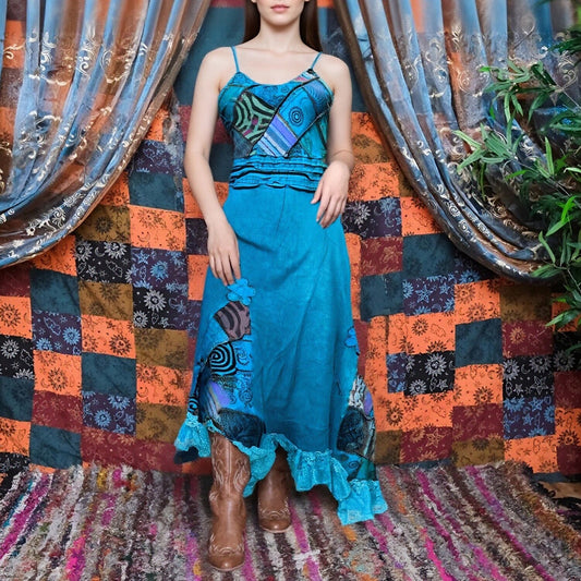 Boho Handmade Batik Asymmetrical Maxi Dress