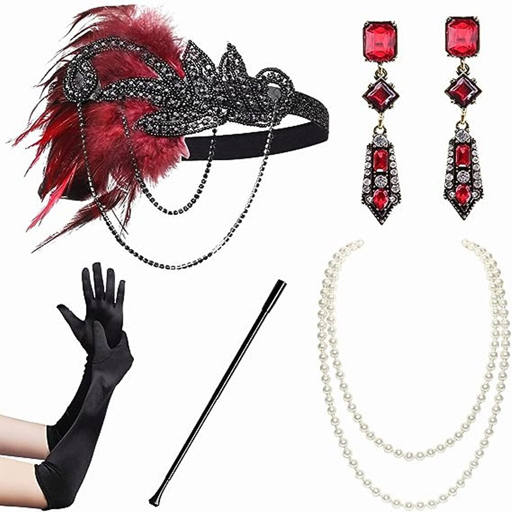 6Pcs 1920s Flapper Art Deco Accessories Set
