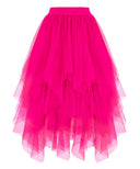 Women's Red and Black Gothic High-Low Tulle Skirt