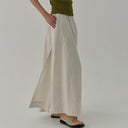 Classic Cotton Linen Blend Skirt - Retrorobe